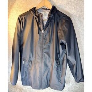 Weatherproof Women’s Size LG Thick Rain Jacket Full Zip Pockets Black